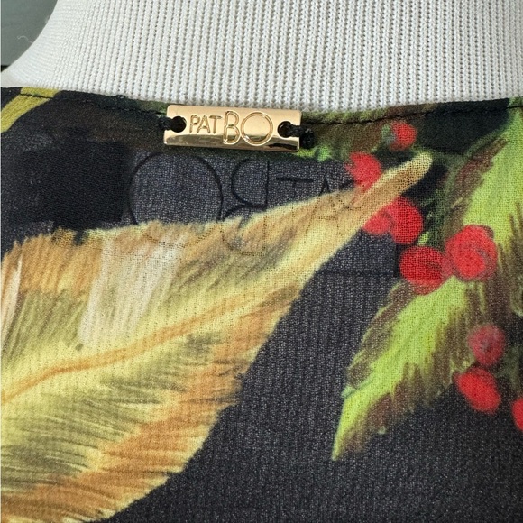 Patbo Tropicalia Short Sheer Coverup Dress Shoulder Pads Tropical Leaf - Picture 5 of 7